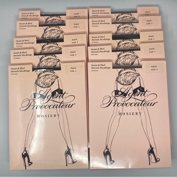Agent Provocateur Other - Pack of 10 Agent Provocateur Seam & Heel Stretch Black Stockings Size 3 NEW